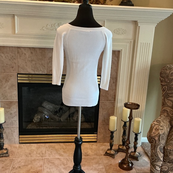 DOLCE & GABBANA White Viscose V-Neck 3/4 Length Sleeve Top Size 6 (42) - Picture 4 of 13